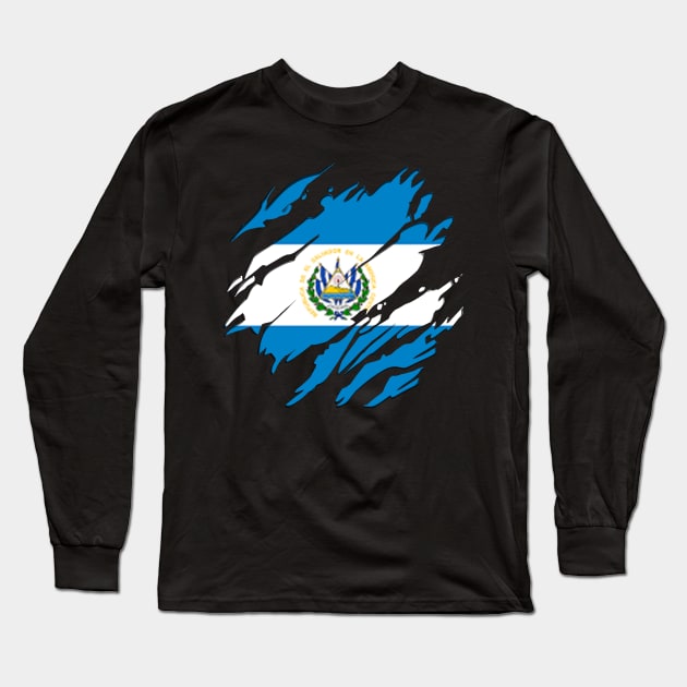 Proud El Salvador Flag, El Salvador gift heritage, Salvadorian girl Boy Friend Salvadoreño Long Sleeve T-Shirt by JayD World